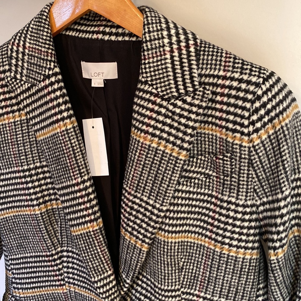 Loft Plaid Modern Structured Single Button Wool B… - image 6